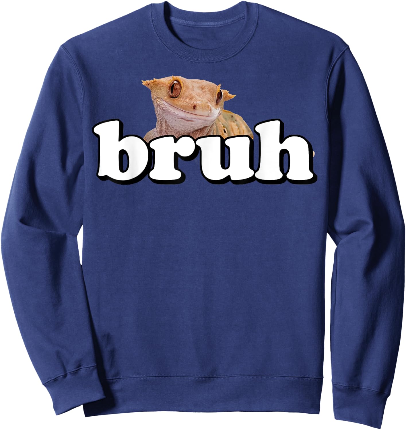 Funny Meme Saying Bruh With Crested Gecko Teens Boys Men Sweatshirt - Sweatshirt | Navy