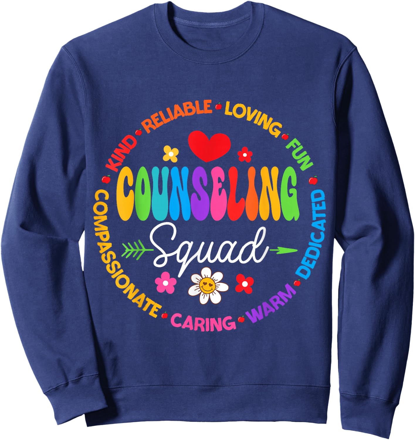 Groovy Counseling Squad Office Appreciation Back to School Sweatshirt - Sweatshirt | Navy