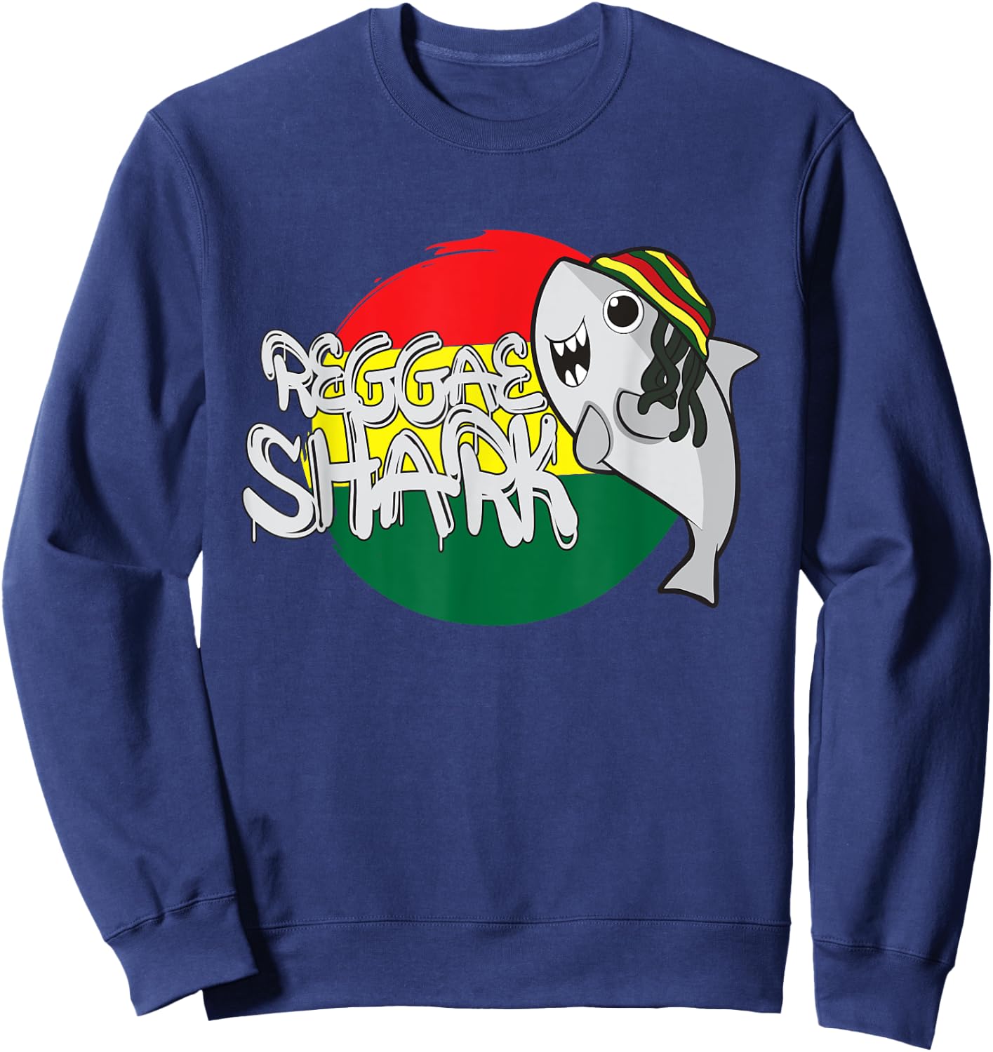 Reggae Shark Funny Rasta Shark Sweatshirt - Sweatshirt | Navy