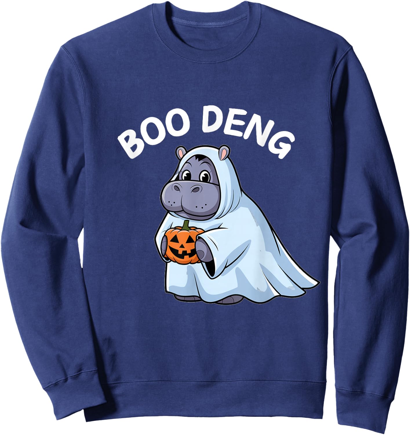 Cute Moo Deng Funny Boo Deng Halloween Costume Sweatshirt - Sweatshirt | Navy