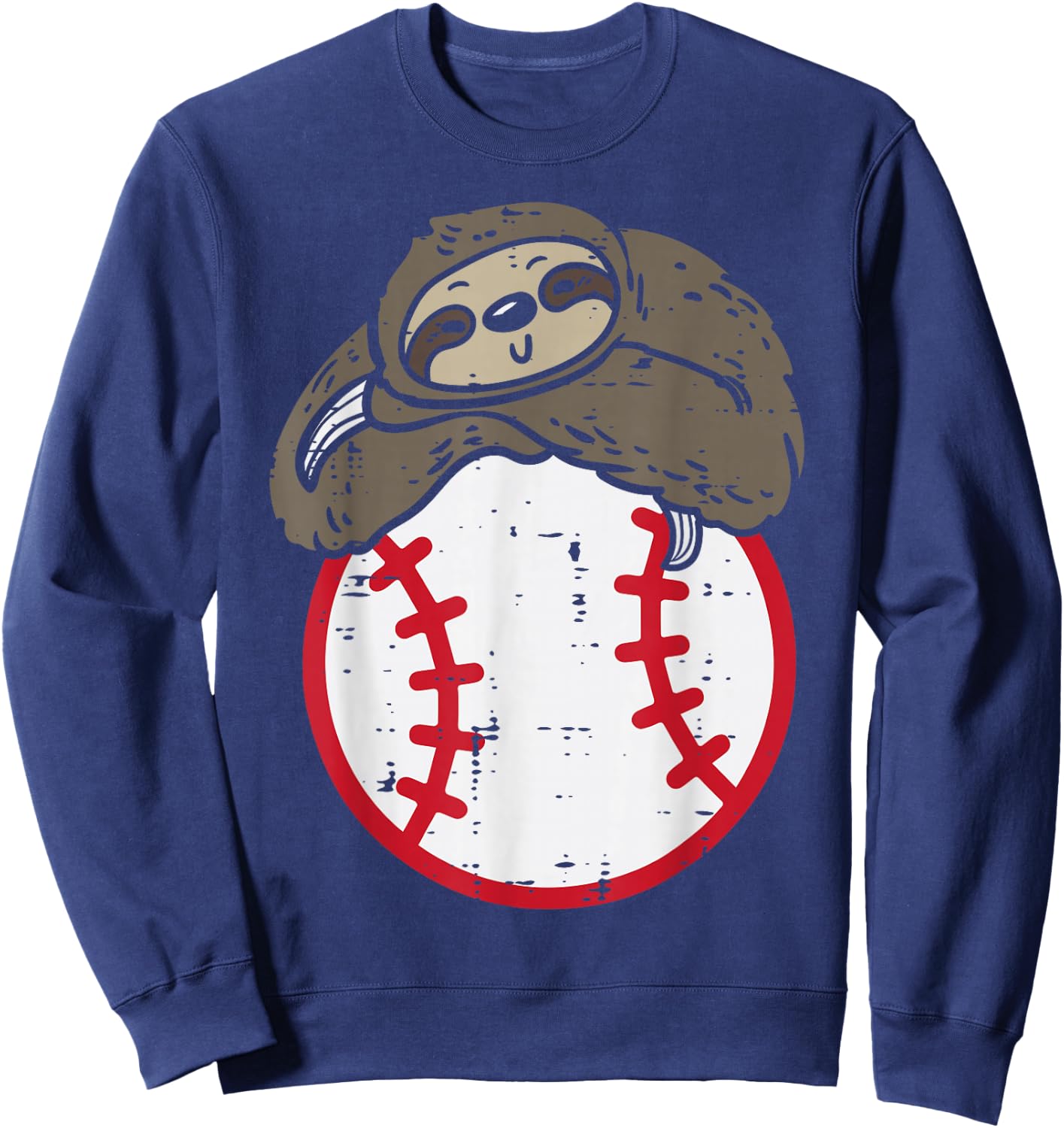 Sloth On Baseball Cute Sports Player Catcher Men Women Boys Sweatshirt - Sweatshirt | Navy