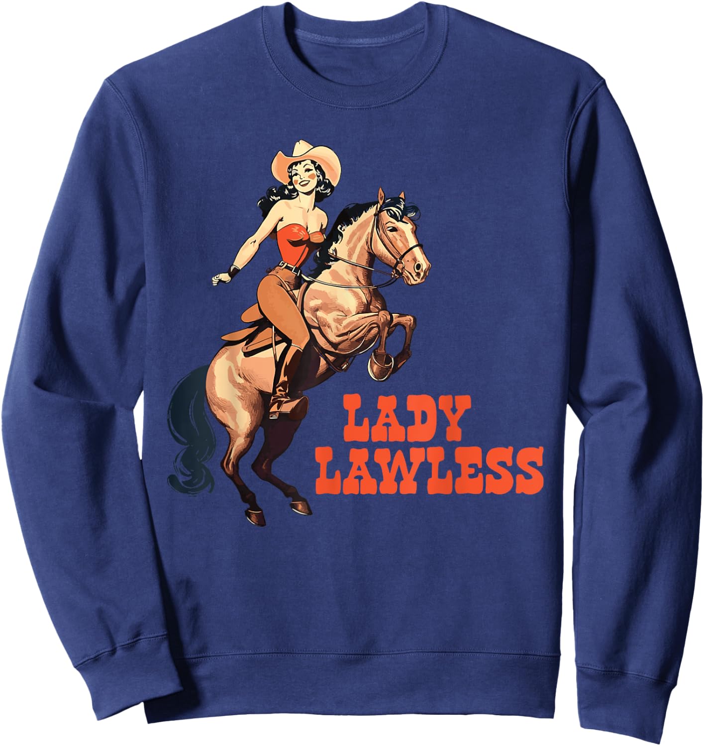 Lady Lawless Western cowgirl aesthetic vintage Sweatshirt - Sweatshirt | Navy