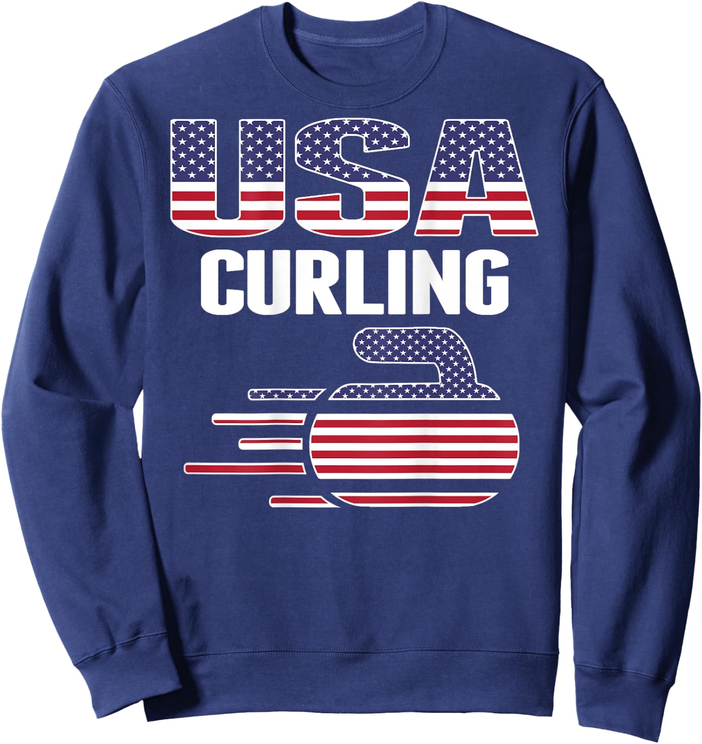 USA Team Curling Rock Jersey American Flag Winter Sport Gift Kids Men Sweatshirt - Sweatshirt | Navy