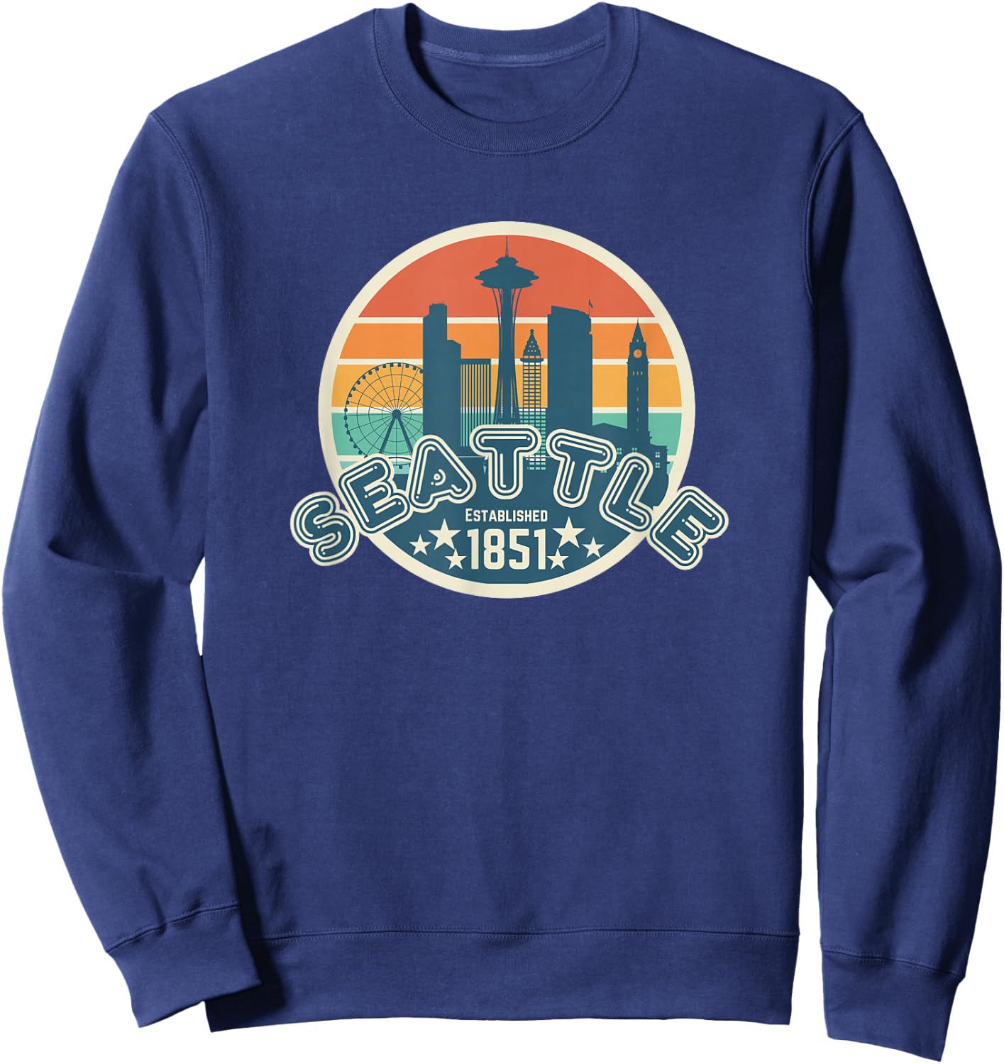 Seattle Space Needle Washington Men Women Kids Seattle Sweatshirt - Sweatshirt | Navy