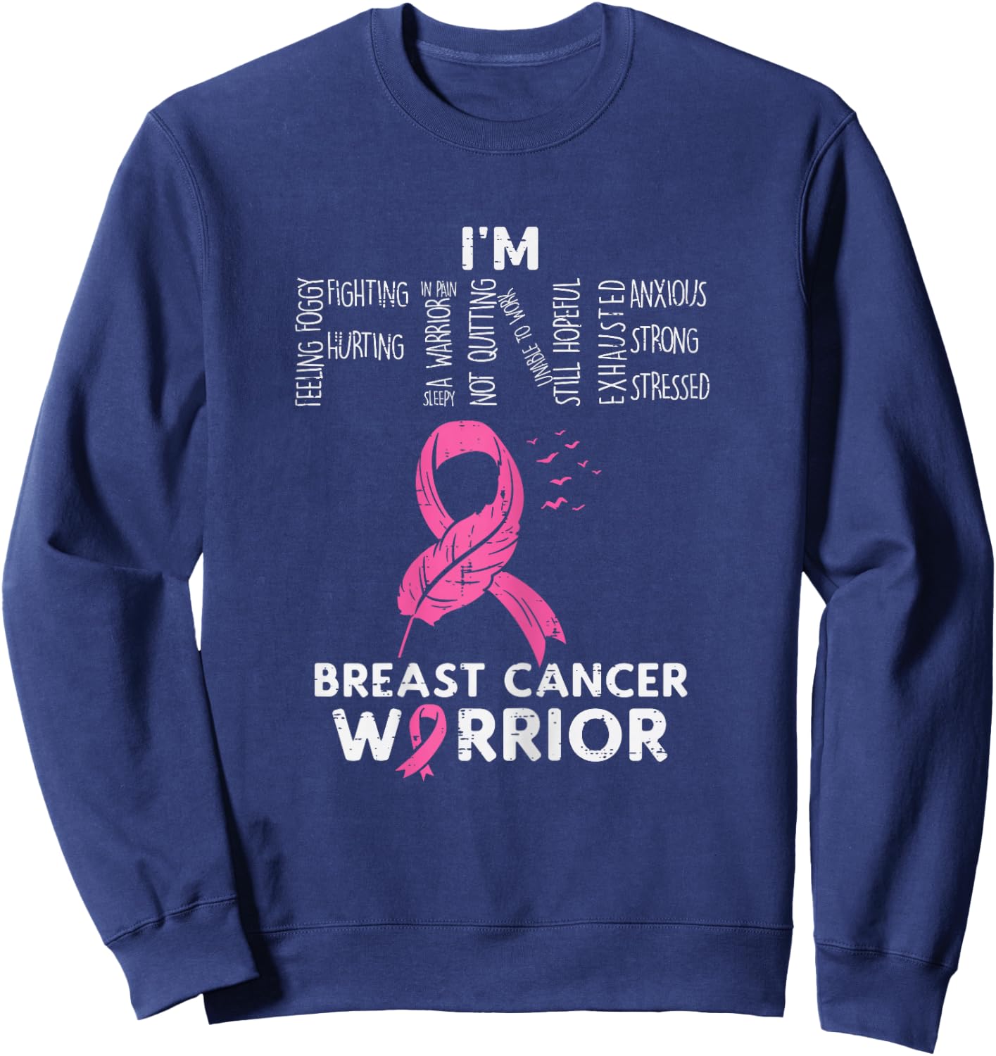 Im Fine Breast Cancer Warrior Pink Awareness Survivor Women Sweatshirt - Sweatshirt | Navy