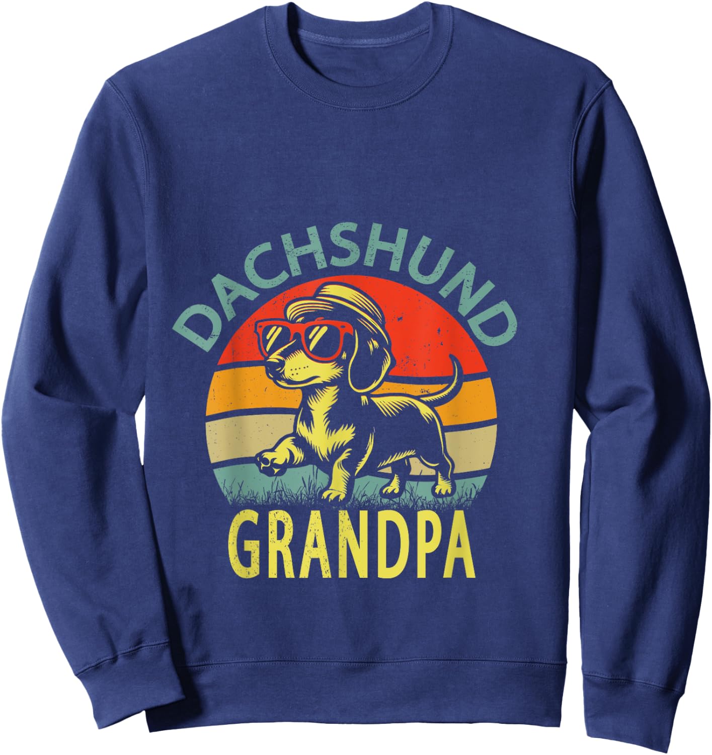 Funny Vintage Dachshund grandpa Father's Day Sweatshirt - Sweatshirt | Navy