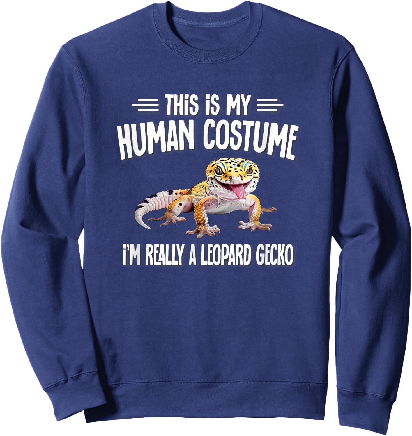 Reptile Human Costume Leopard Gecko Lover Sweatshirt - Sweatshirt | Navy
