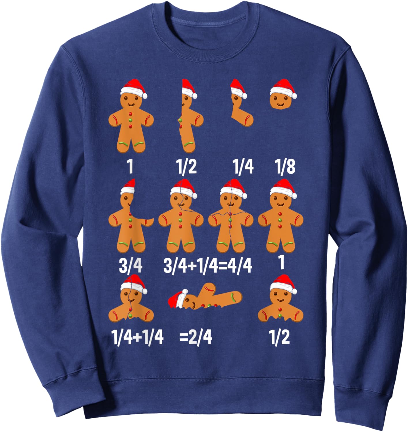 Christmas Math Teacher Equation Gingerbread With Santa Hat Women Girls Kids Sweatshirt - Sweatshirt | Navy