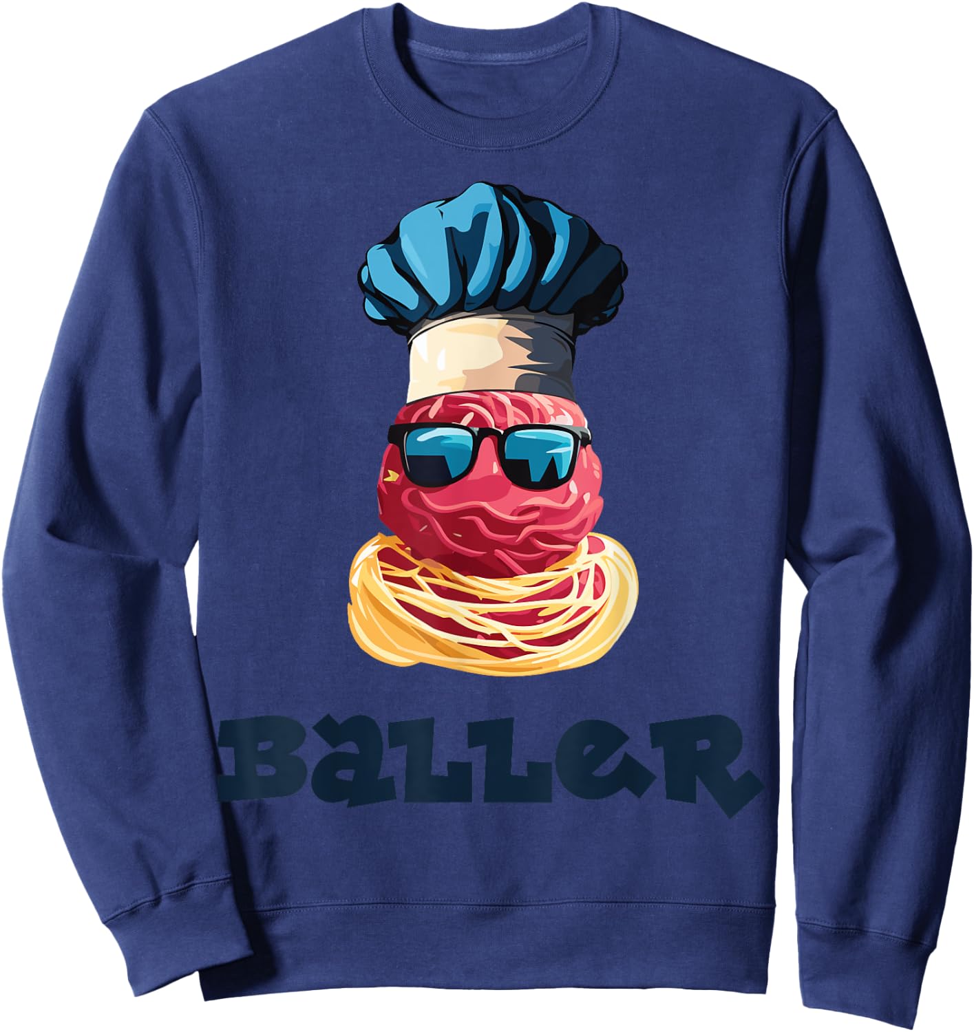 Sporty Chef, Meet Meatballer the Ballin’ Baller Sweatshirt - Sweatshirt | Navy