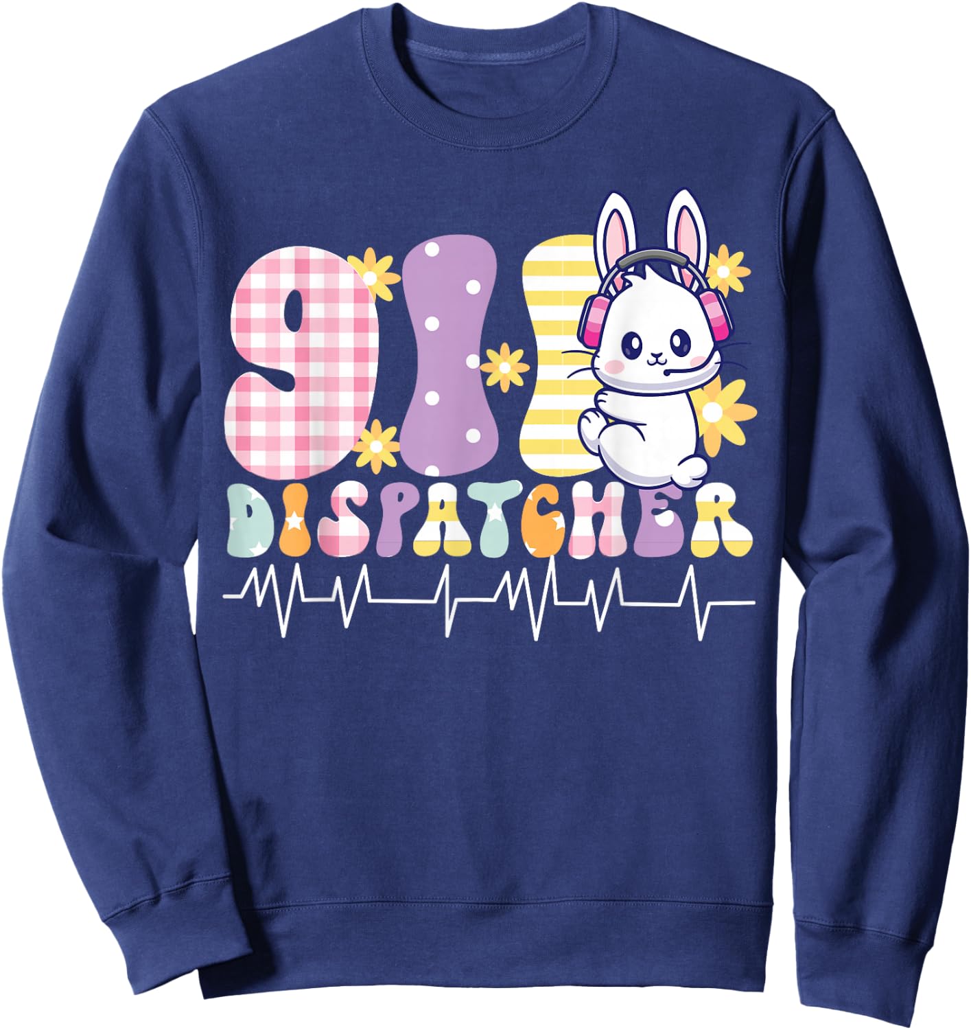 911 Dispatcher Thin Gold Yellow Line Easter 911 Dispatcher Sweatshirt - Sweatshirt | Navy