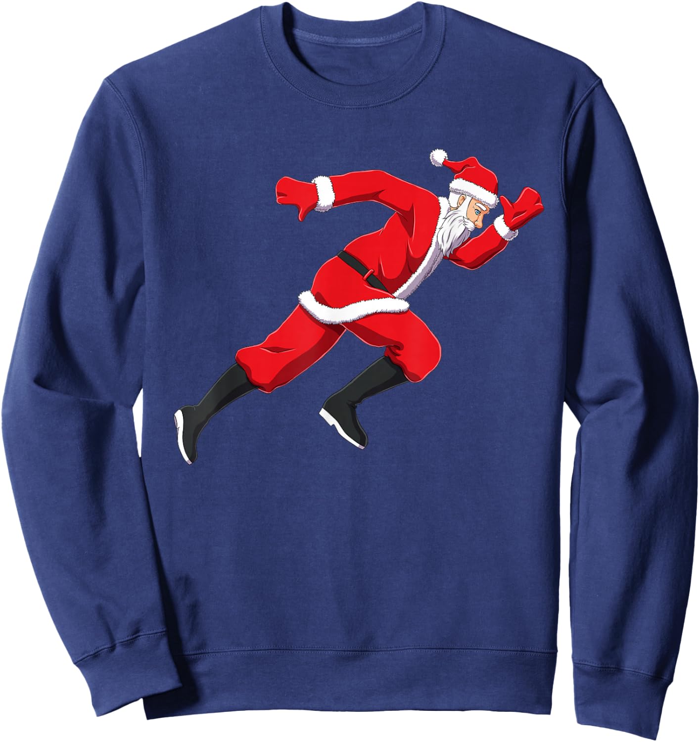 Funny Christmas Santa Sprinter Track and Field Runner Sweatshirt - Sweatshirt | Navy
