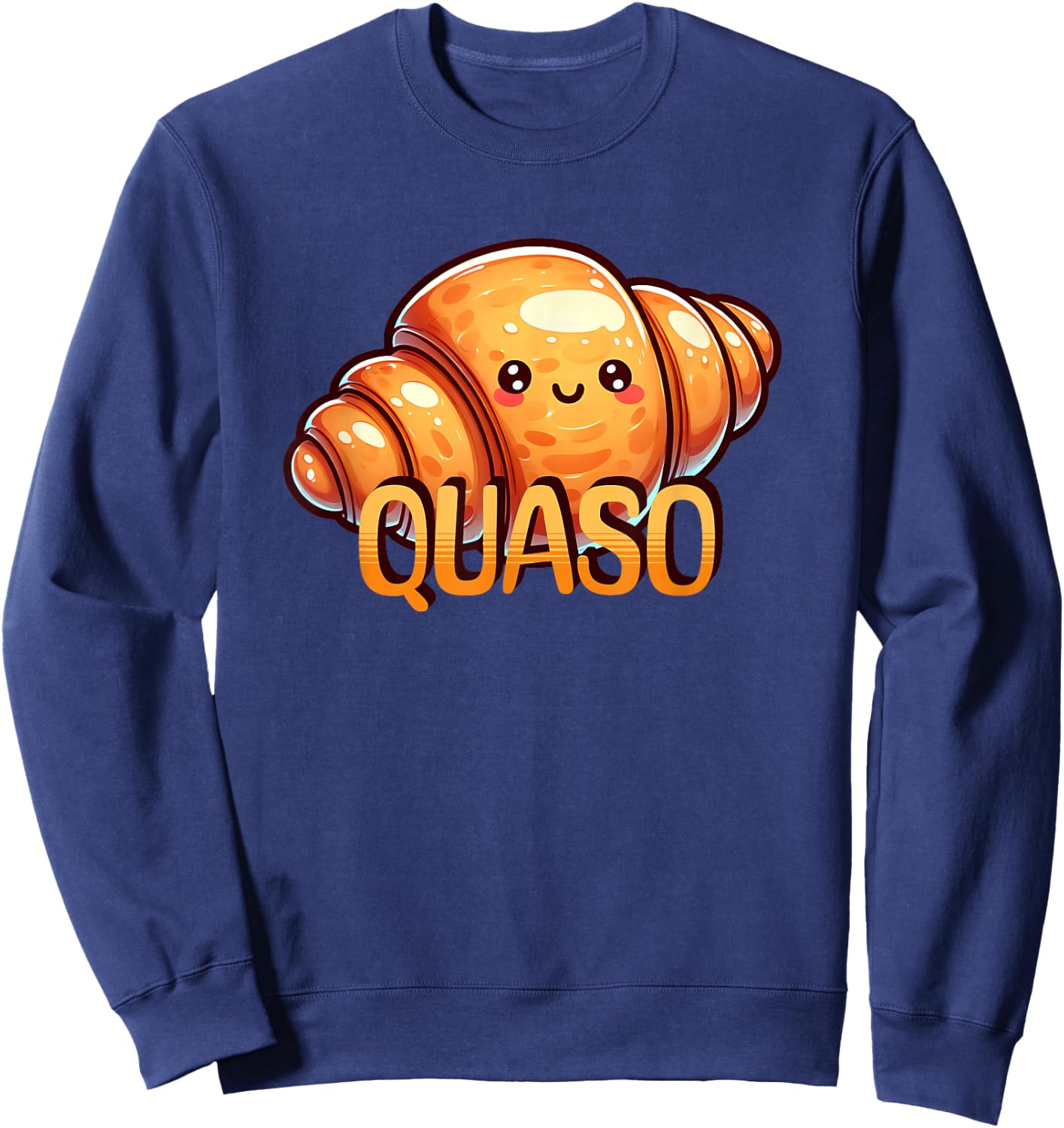 Croissant Kawaii Cute Quaso Meme Sweatshirt - Sweatshirt | Navy