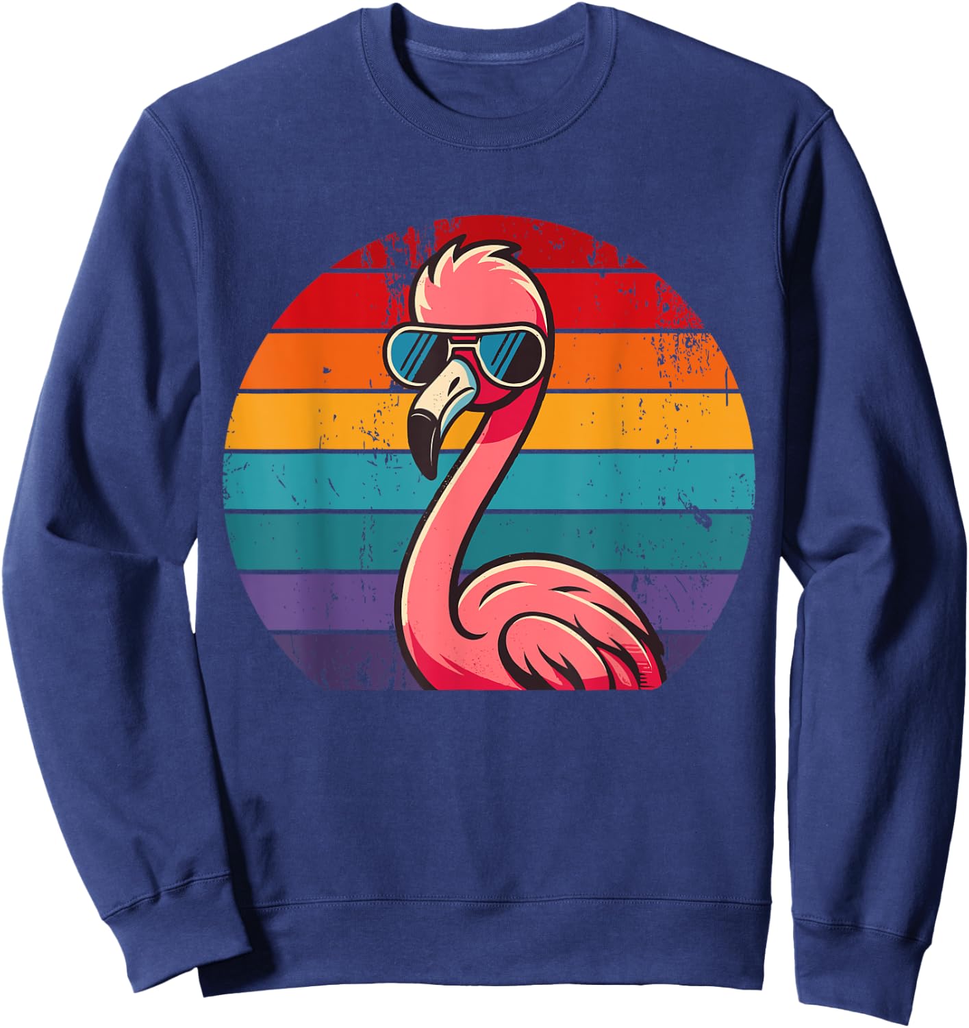 Pink Flamingo in Sunglasses Men Women Kids Funny Flamingo Sweatshirt - Sweatshirt | Navy