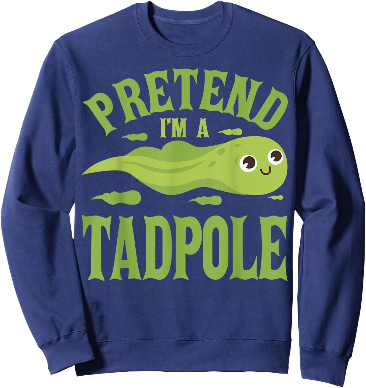 Pretend Tadpole Costume Amphibian Outfit Adult Black Medium Modern Cartoon Halloween Sweatshirt - Sweatshirt | Navy