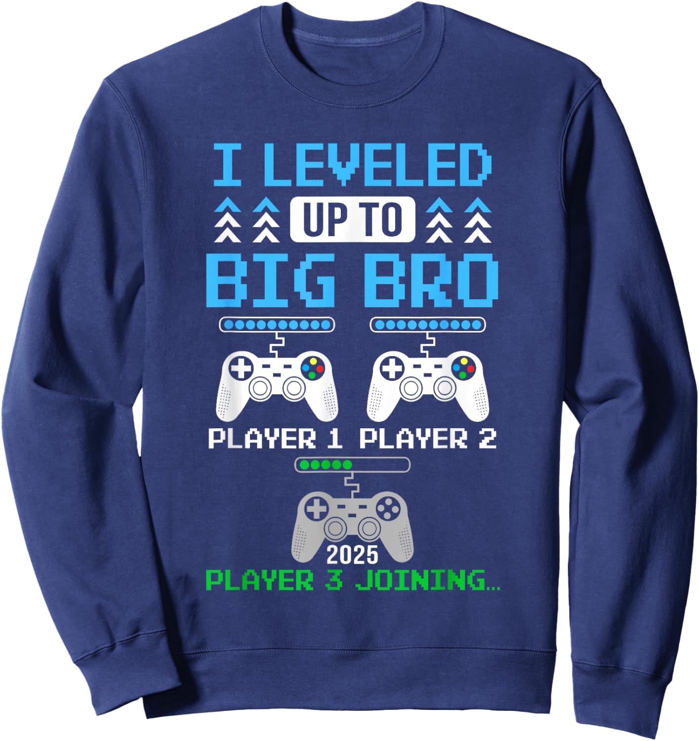 Leveled Up To Big Brother Again Big Brother Est 2025 Kids Sweatshirt - Sweatshirt | Navy