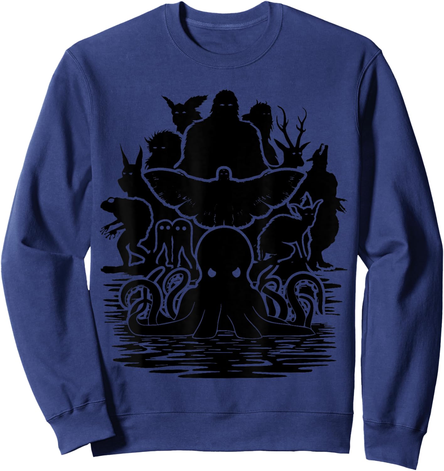 Bigfoot Mothman Dogman Other Monsters! Funny Cryptid Sweatshirt - Sweatshirt | Navy