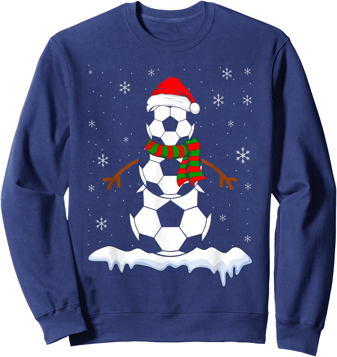 Funny Football Snowman for Boys Girls Christmas Soccer Sweatshirt - Sweatshirt | Navy