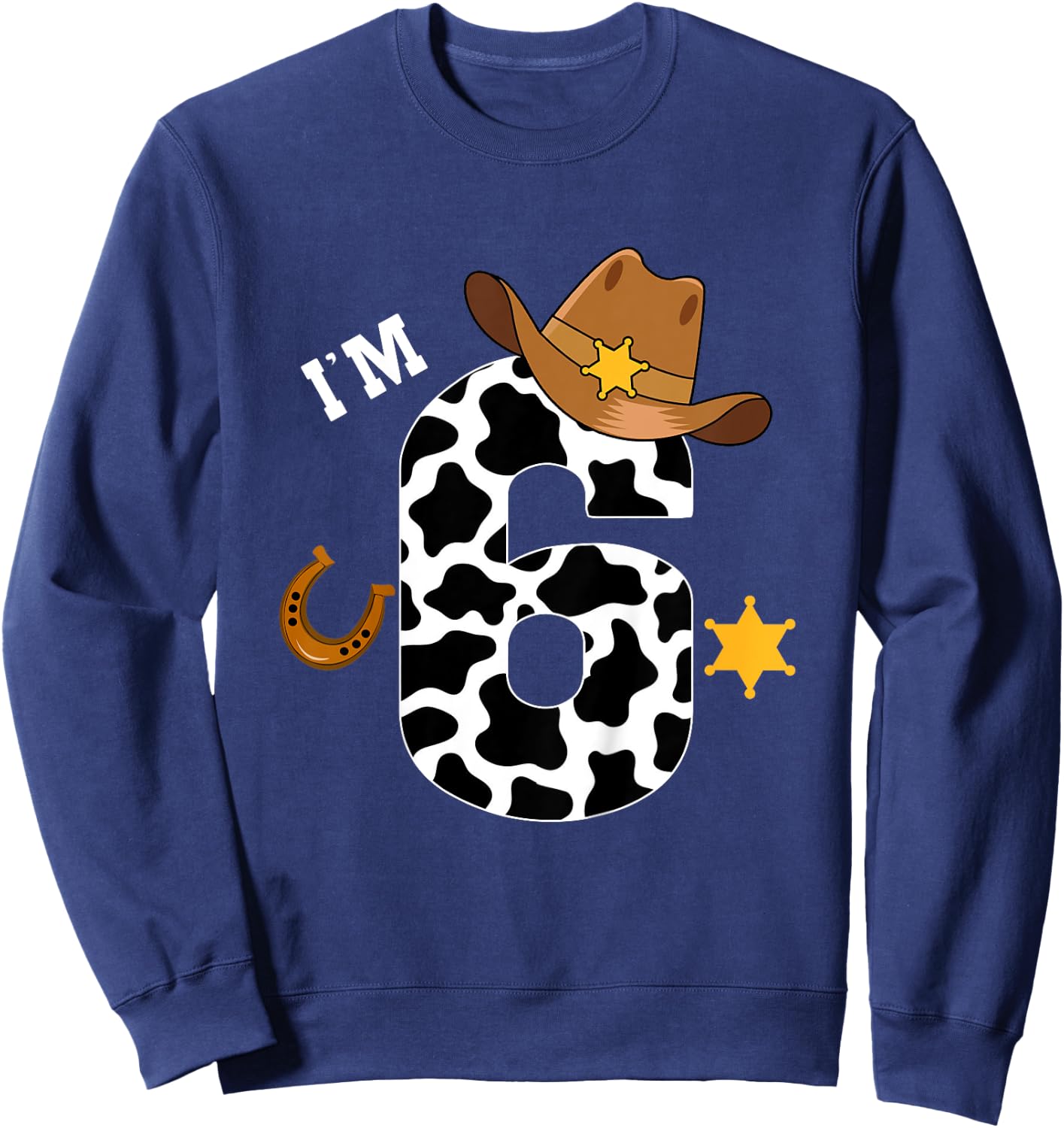 Kids 6th Birthday Shirt Boy 6 Year Old Rodeo Western Cowboy Sweatshirt - Sweatshirt | Navy