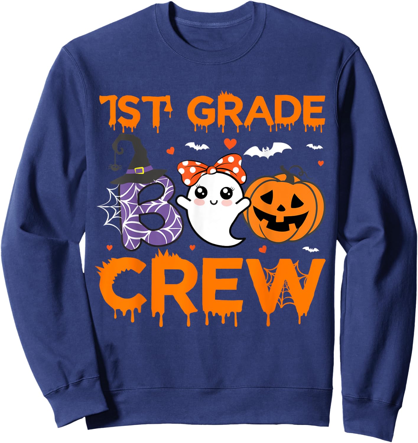 1st Grade Boo Crew Teacher Student Halloween Costume Sweatshirt - Sweatshirt | Navy