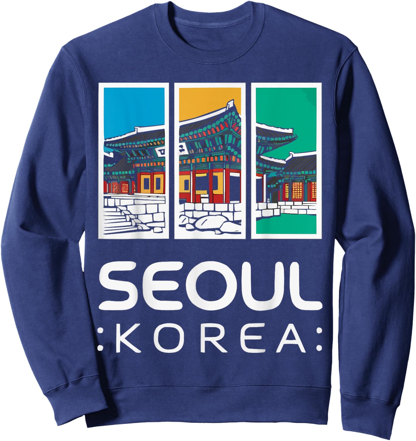 Seoul South Korea Travel Vacation Saranghae I Love Seoul Sweatshirt - Sweatshirt | Navy