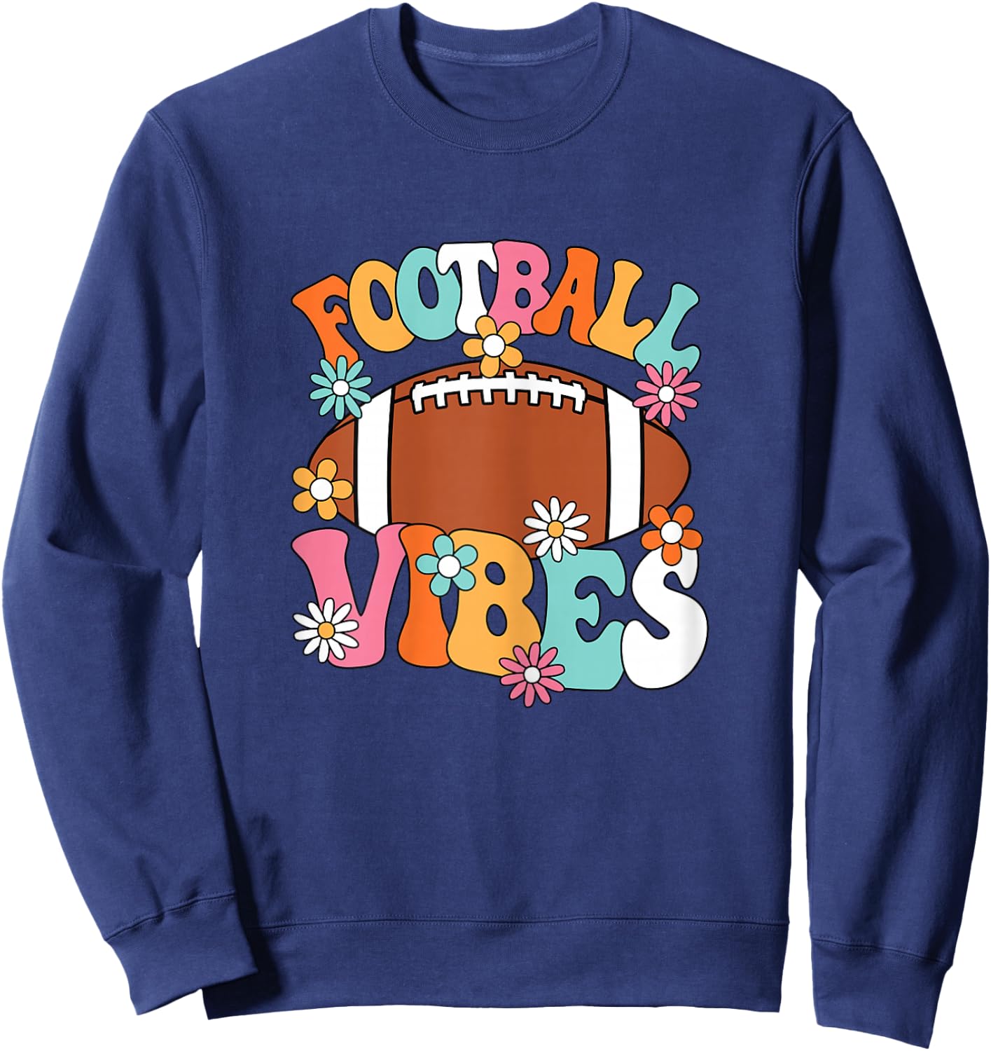 Football Vibes American Football Player Groovy Women Girls Sweatshirt - Sweatshirt | Navy