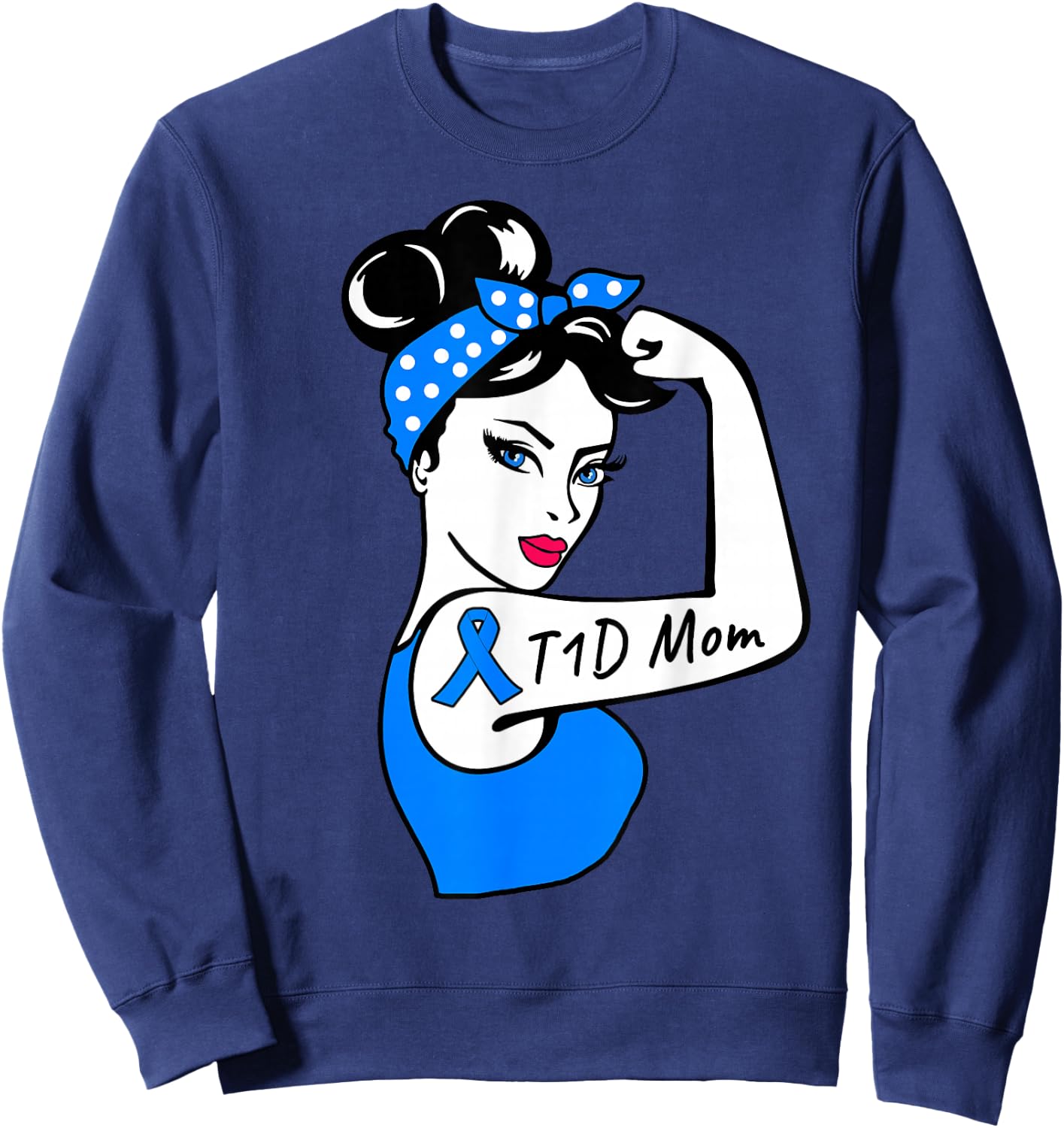 T1D Mom Shirt Type 1 Mom Diabetes Awareness Sweatshirt - Sweatshirt | Navy