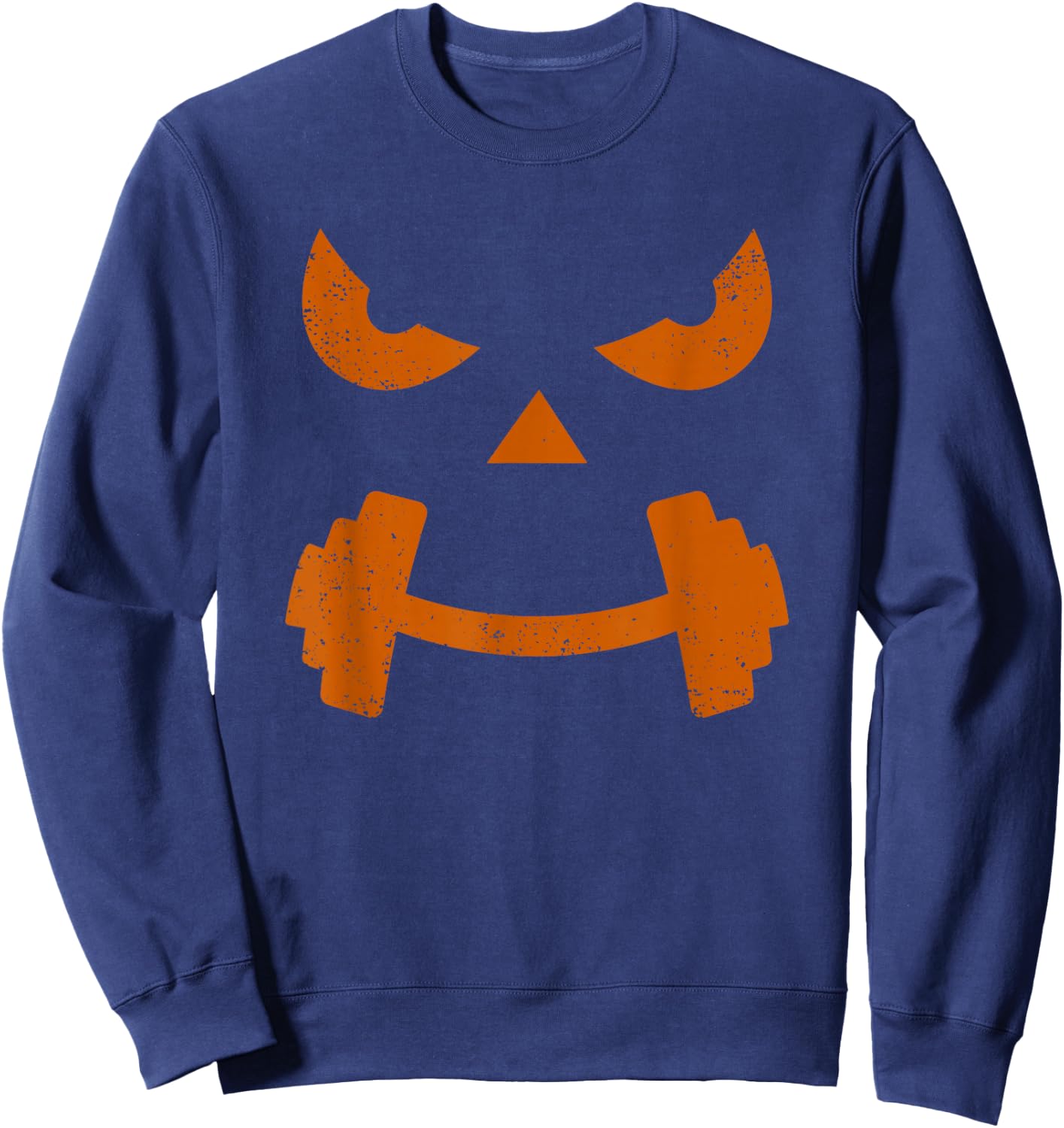 Gym Funny Pumpkin Fitness Halloween Weight Lifting Workout Sweatshirt - Sweatshirt | Navy