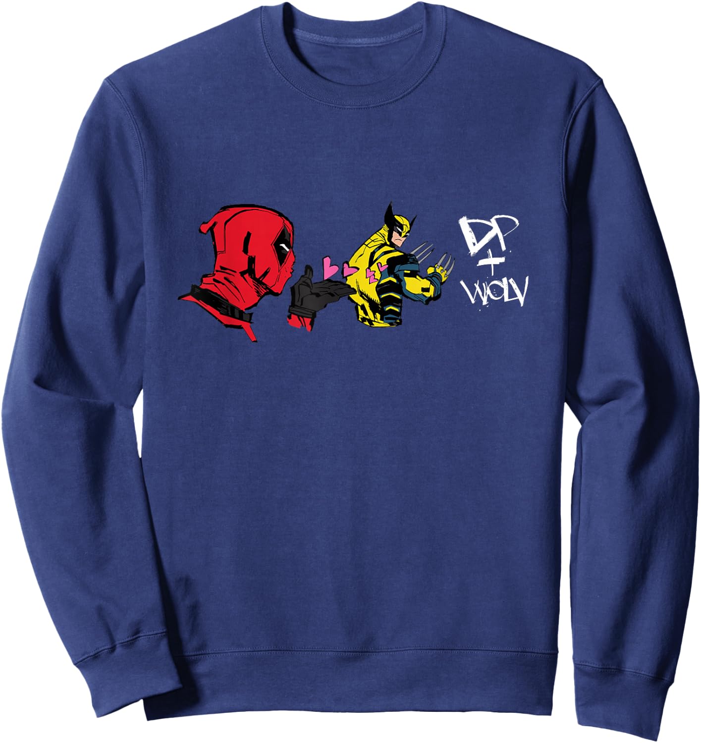 Marvel Studios Deadpool & Wolverine DP + Wolv Blowing Kisses Sweatshirt - Sweatshirt | Navy