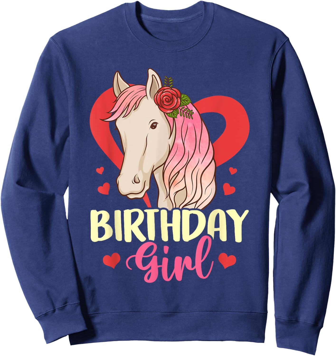 Birthday Girl Horse Party Gift Family Sweatshirt - Sweatshirt | Navy