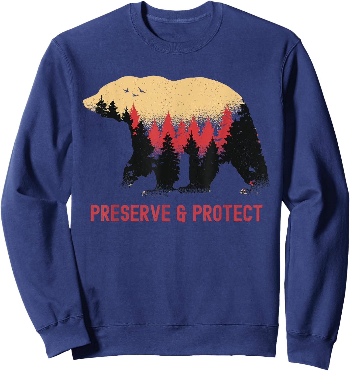 Earth Day Preserve and Protect Vintage National Park Bear Sweatshirt - Sweatshirt | Navy