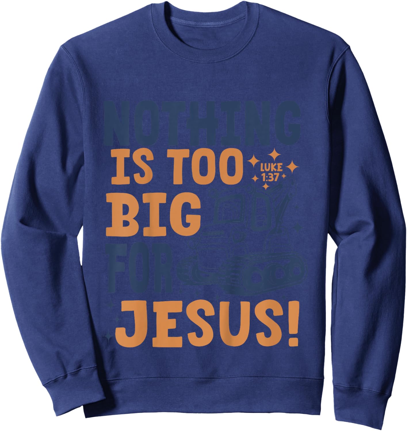 Nothing is Too big for Jesus Retro Kids Christian Religious Sweatshirt - Sweatshirt | Navy