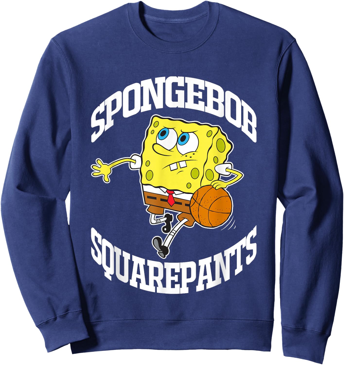 SpongeBob SquarePants Playing Basketball White Logo Sweatshirt - Sweatshirt | Navy