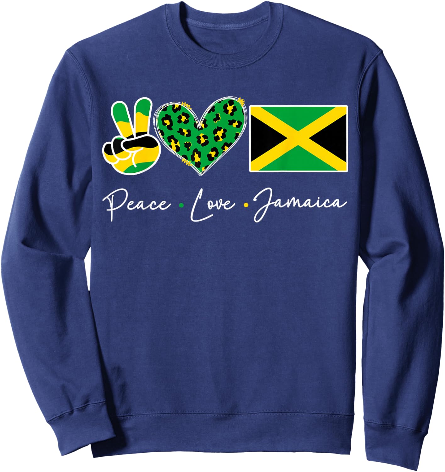 Peace love Jamaica Flag Jamaican Men Women Kids Jamaica Flag Sweatshirt - Sweatshirt | Navy
