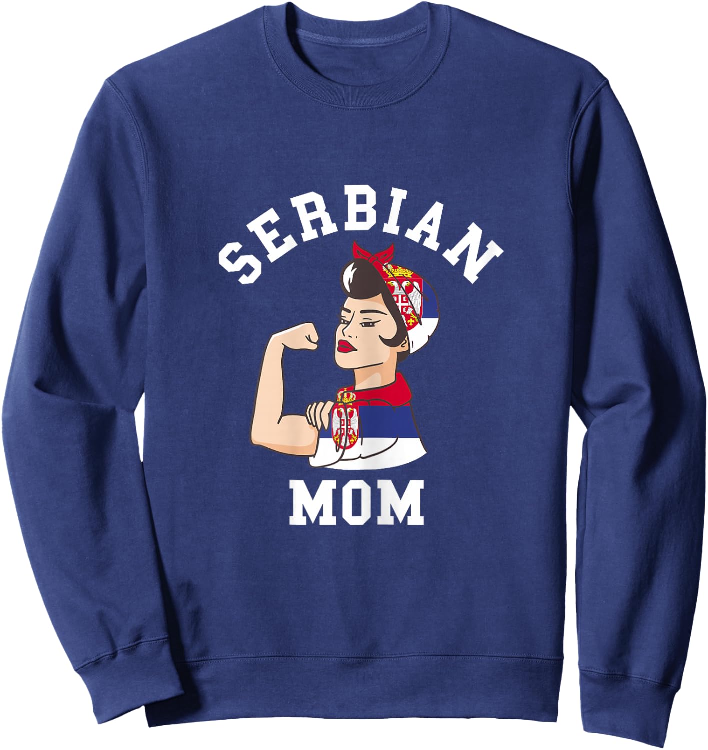 Serbian Mom Serbia Flag Mama Pride Roots Mother Sweatshirt - Sweatshirt | Navy