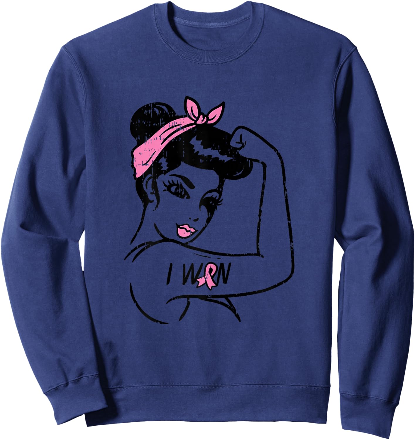 Rosie Riveter I Won Awareness Breast Cancer Survivor Women Sweatshirt - Sweatshirt | Navy