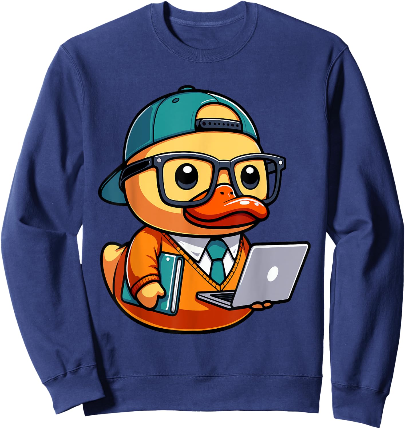 Tech Nerd Techie Programmer Coder Coding Duck Sweatshirt - Sweatshirt | Navy