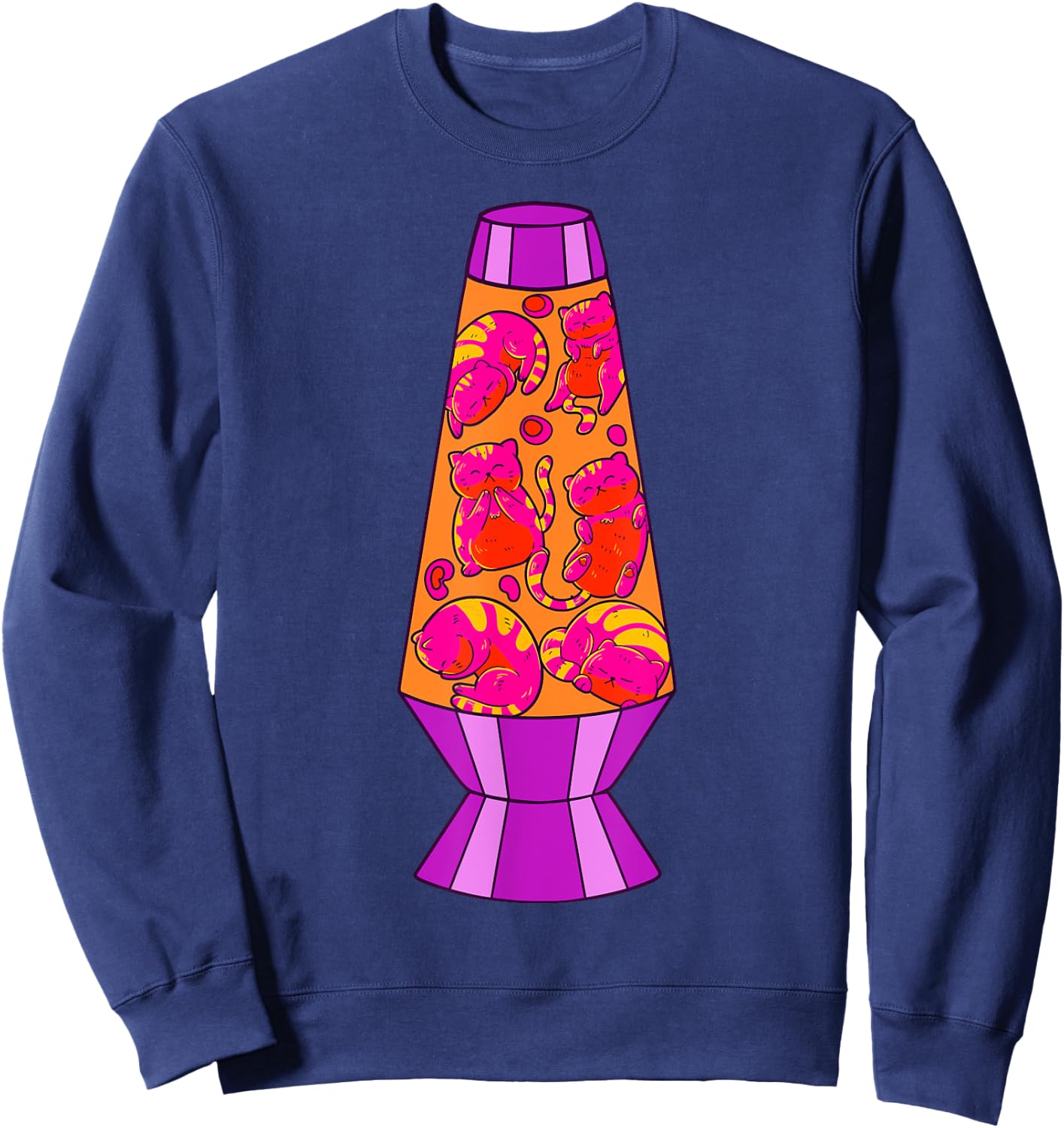 Cute Cats In Lava Lamp Retro 80s Psychedelic Purple Sweatshirt - Sweatshirt | Navy