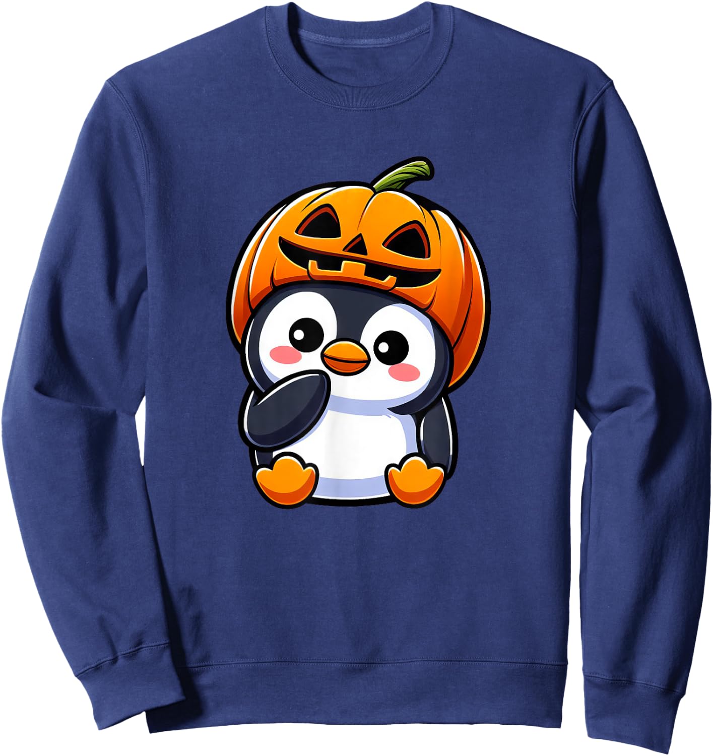 Halloween Penguin Pumpkin Hat Sweatshirt - Sweatshirt | Navy