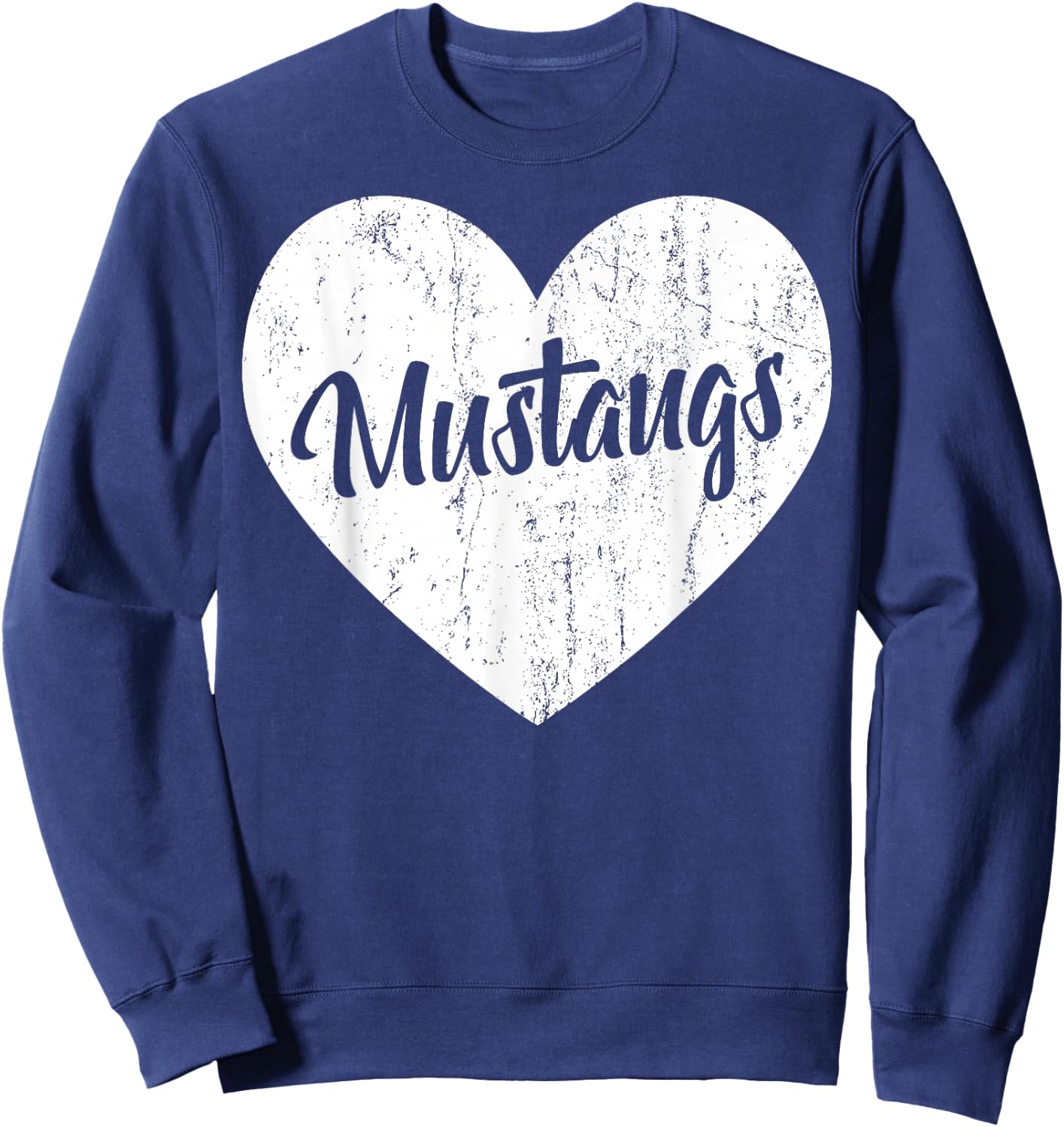 Mustangs School Sports Fan Team Spirit Mascot Heart Gift Sweatshirt - Sweatshirt | Navy