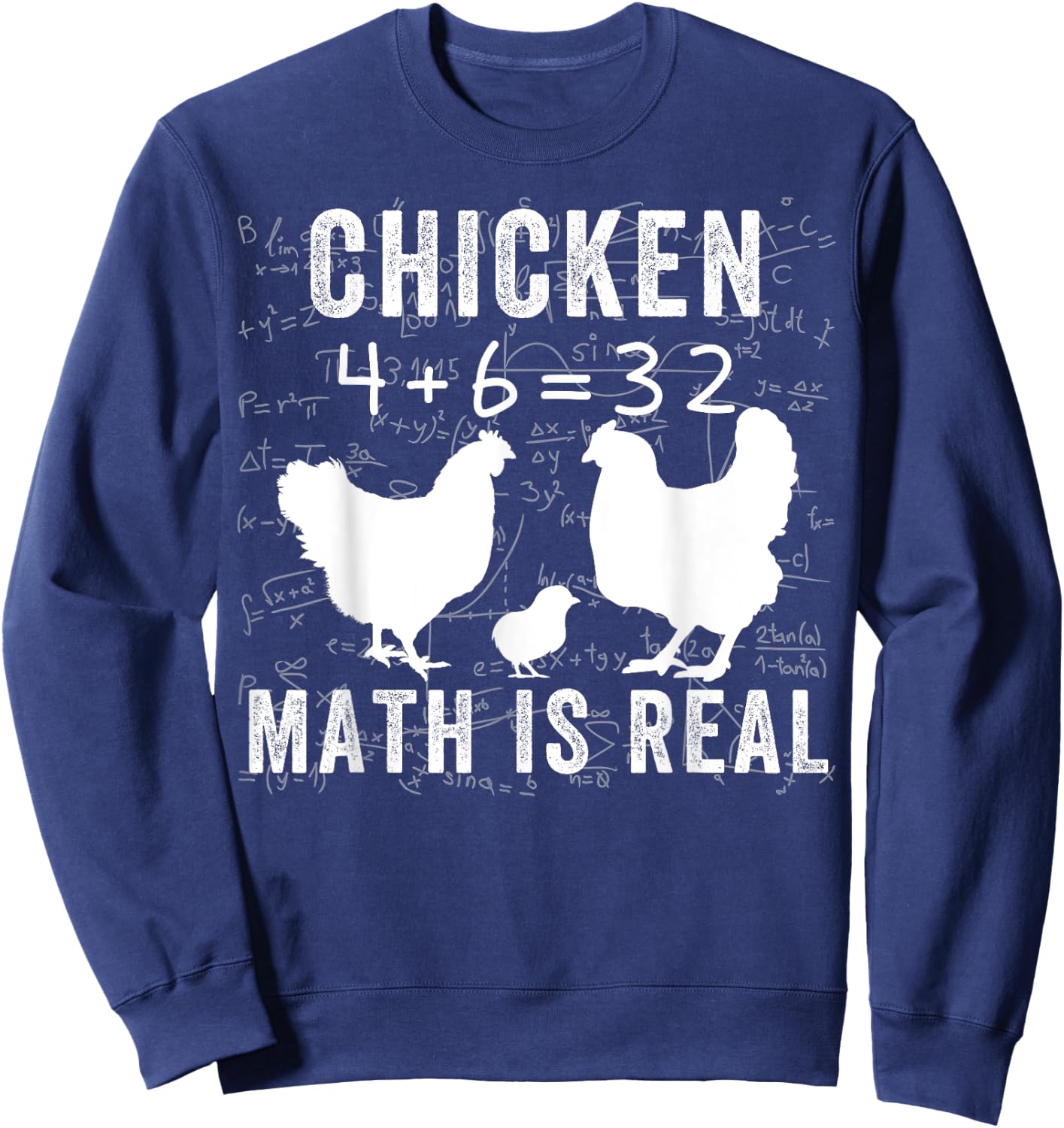 Chicken Math is Real, Chicken Lover Funny Chicken Math Meme Sweatshirt - Sweatshirt | Navy