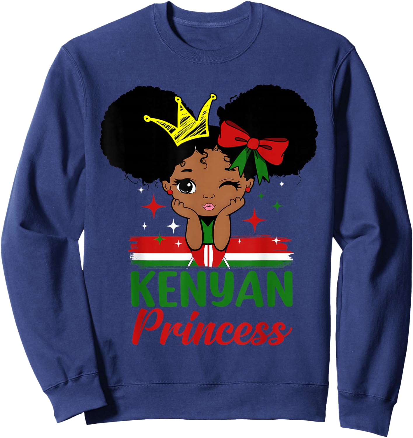 Kenyan Princess Kenya Girl Melanin Cute Kenyan Flag Sweatshirt - Sweatshirt | Navy