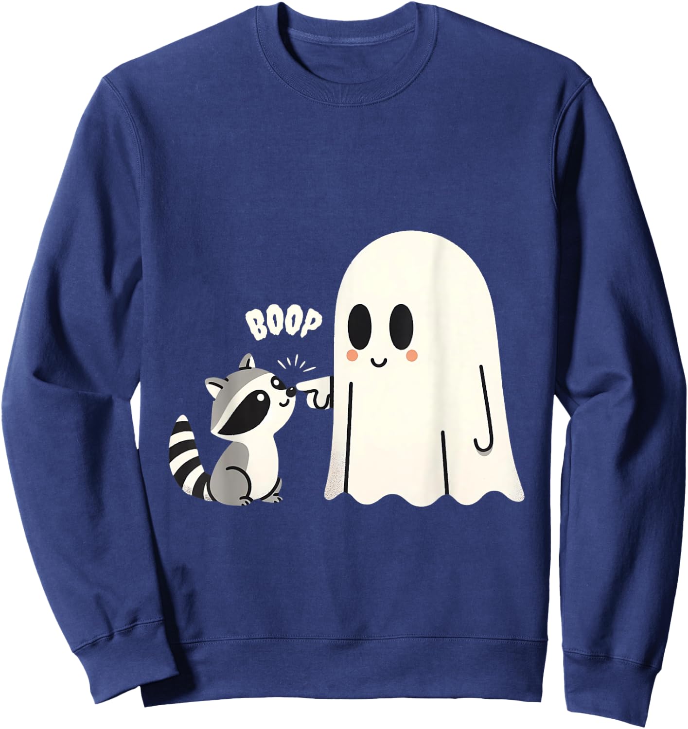 Raccoon Vintage Ghost Boop Men Women Funny Halloween Racoon Sweatshirt - Sweatshirt | Navy