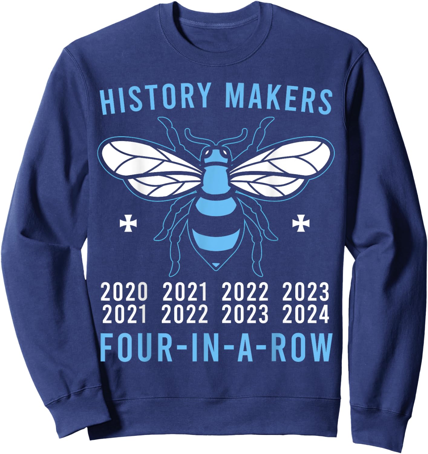 Manchester is Blue! Four in a Row, 2024, City Sweatshirt - Sweatshirt | Navy