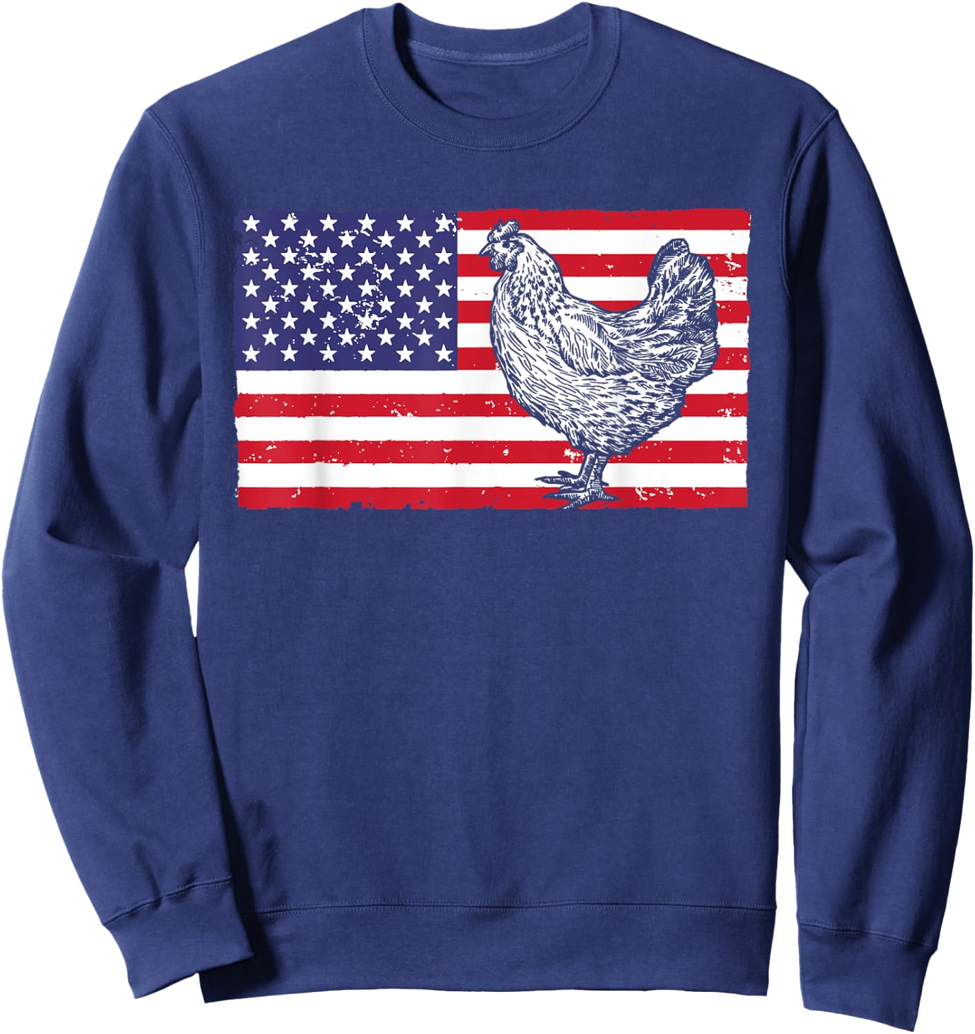 Cool Chicken Women Chicken Lover USA American Flag Sweatshirt - Sweatshirt | Navy