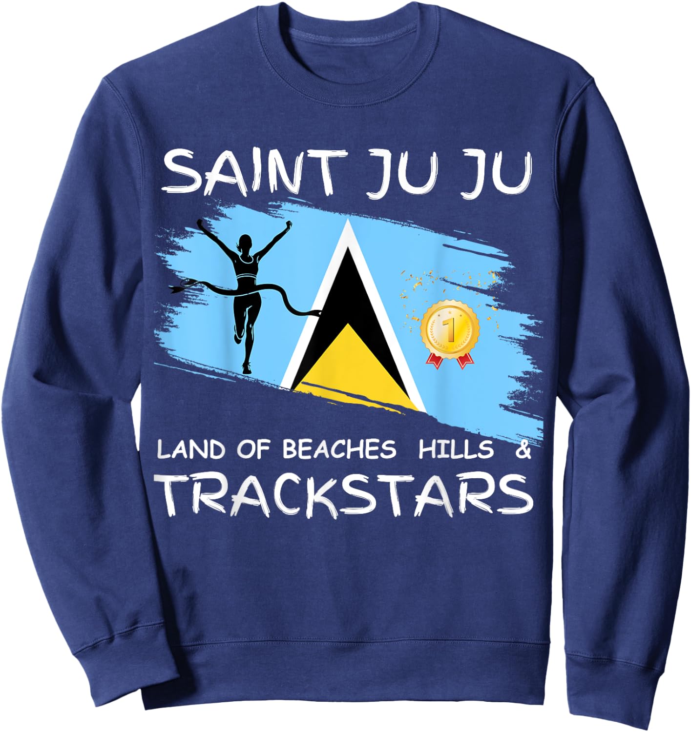 Saint Lucia/ St. Lucia/ Saint Juju Track star Celebration Sweatshirt - Sweatshirt | Navy