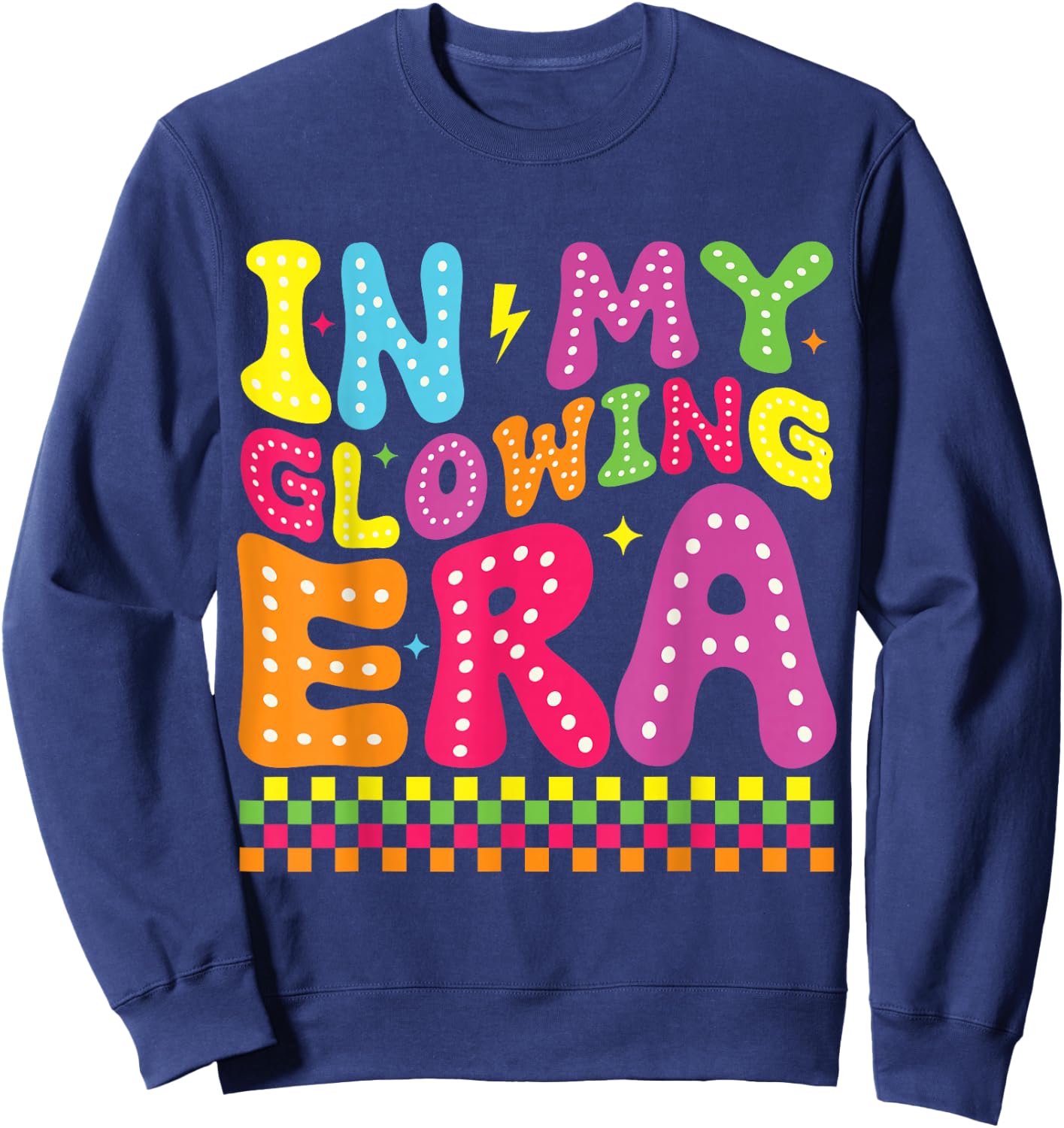 In My Glowing Era Groovy Retro Funny Summer Vacation Sweatshirt - Sweatshirt | Navy