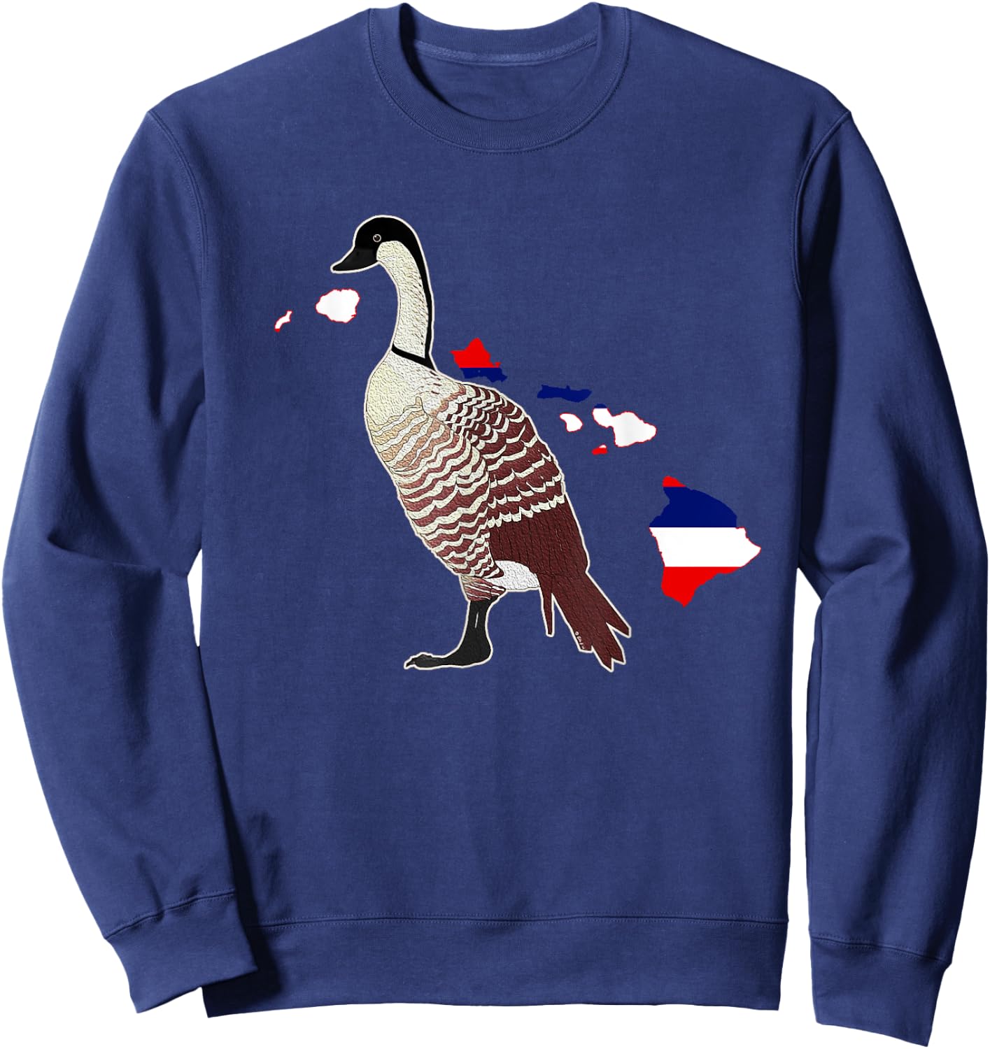 Hawaiian Goose Nene State Bird With Hawaiian Islands Sweatshirt - Sweatshirt | Navy