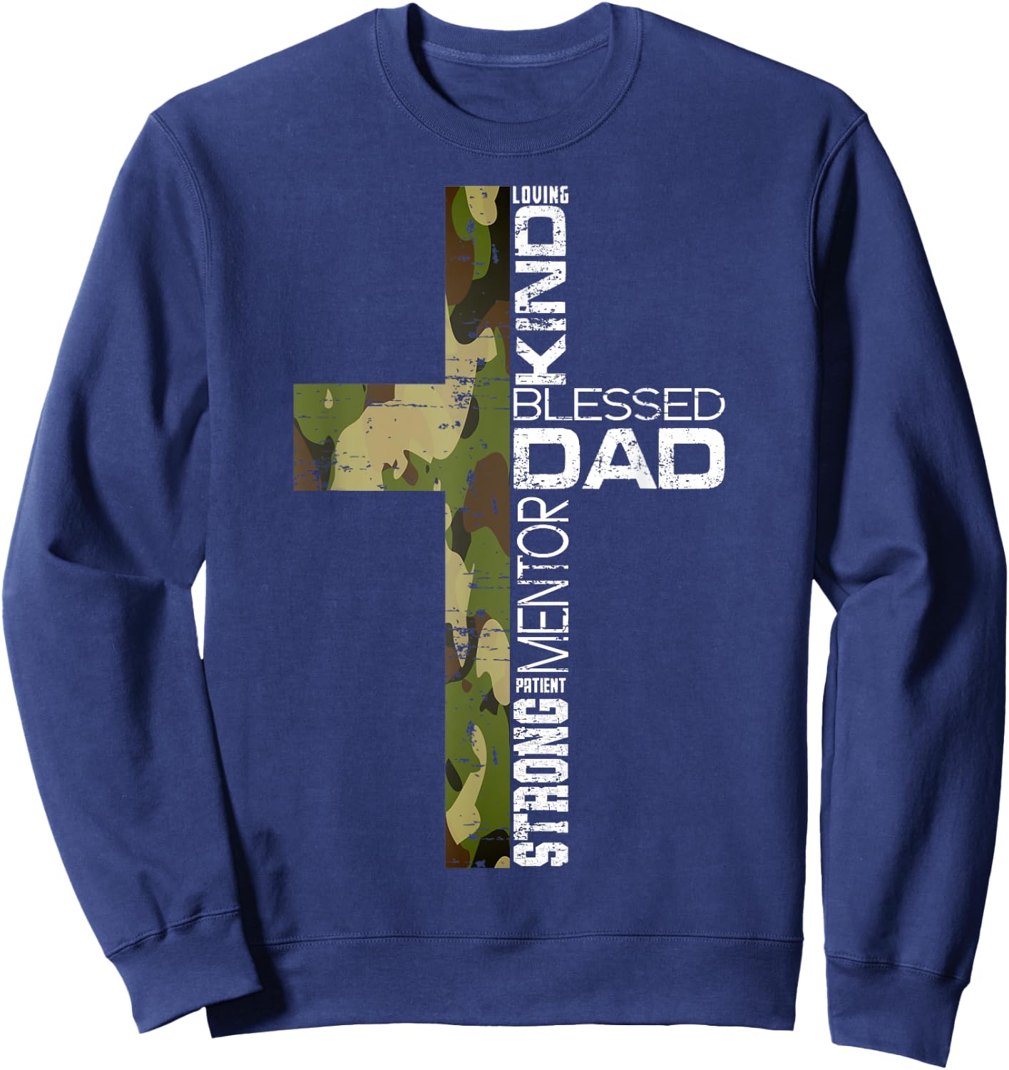 Blessed Dad Cross Christians Father's Day Christian Dad Sweatshirt - Sweatshirt | Navy