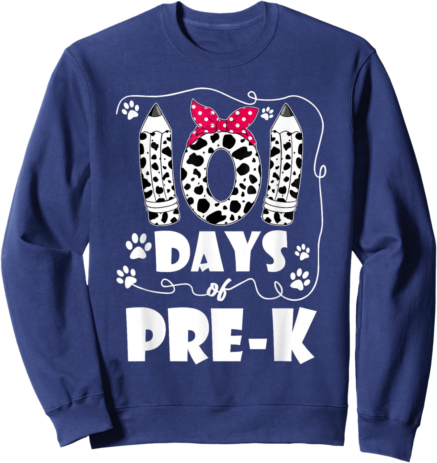 101 Days Pre K 100th Day Dog 100 Days School Students Men Women Kids Sweatshirt - Sweatshirt | Navy