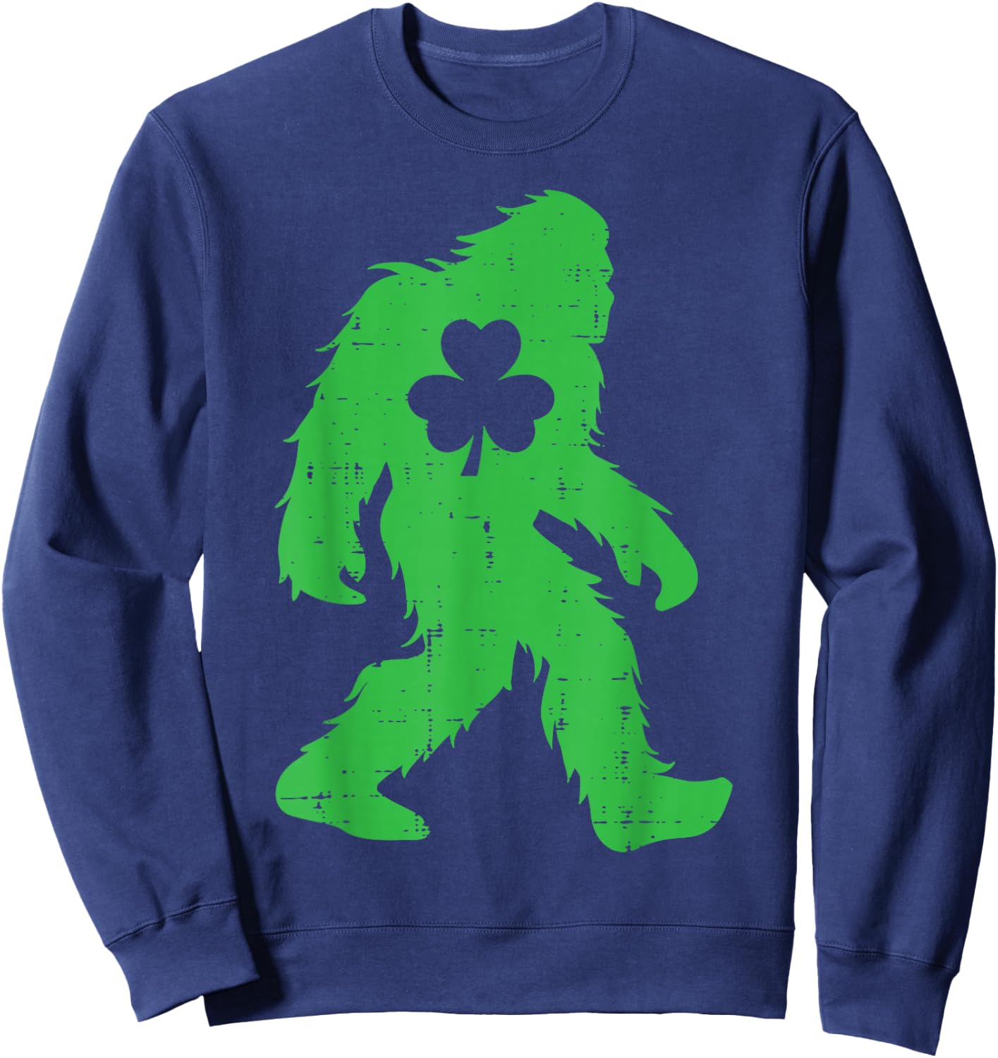 St Patricks Day Bigfoot Sasquatch Shamrock Men Women Kids Sweatshirt - Sweatshirt | Navy